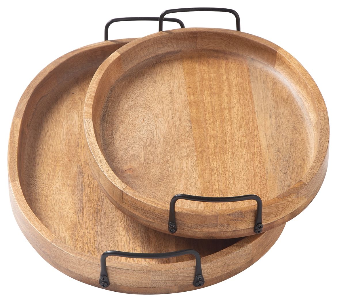 Jocelyne - Tray Set (Set of 2) - Brown / Black