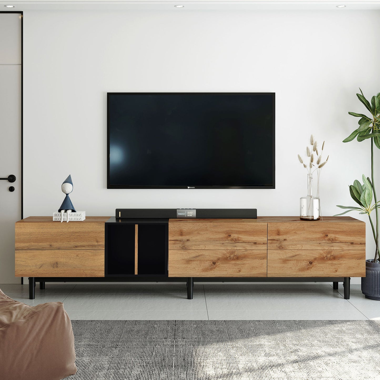 TV Stand With 3 Doors, Media Console Table