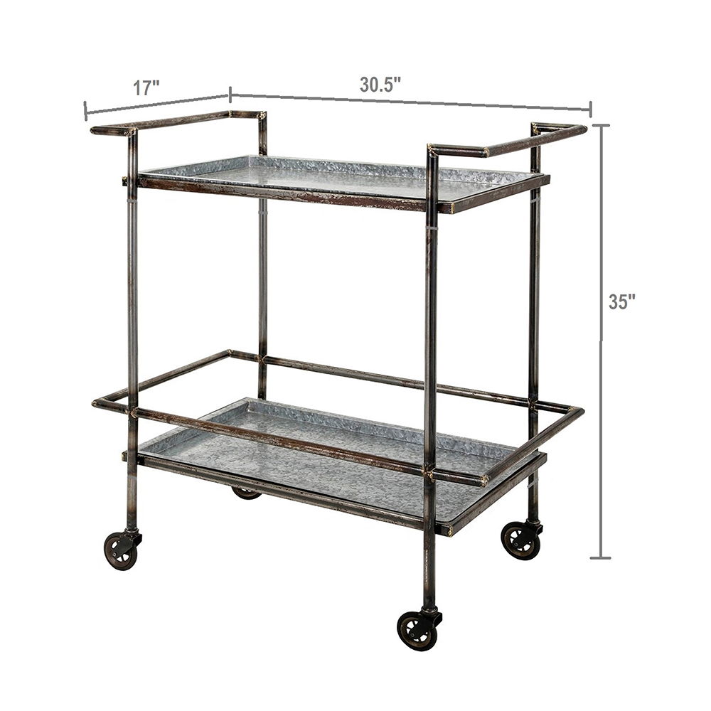 Percy Galvanized Metal Bar Cart - Gray