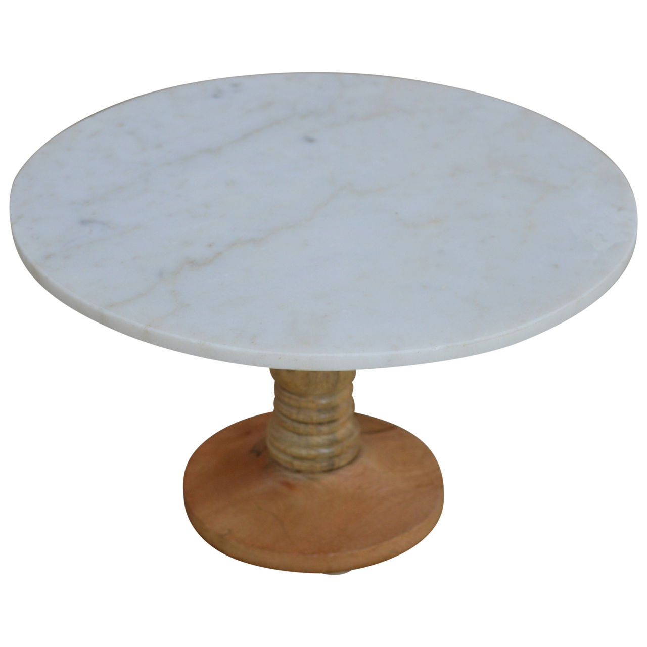 Cake Stand With Marble Top - Light Brown