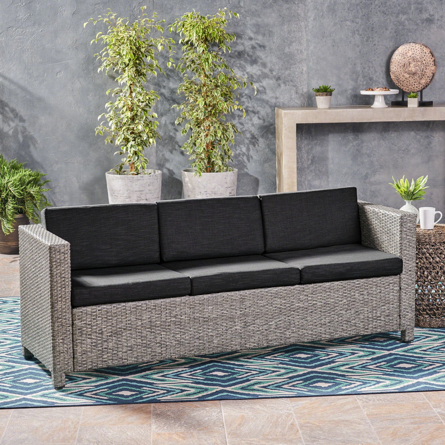 Thalassa - Outdoor 3 Seater Sofa With Removable Cushions And Steel Frame
