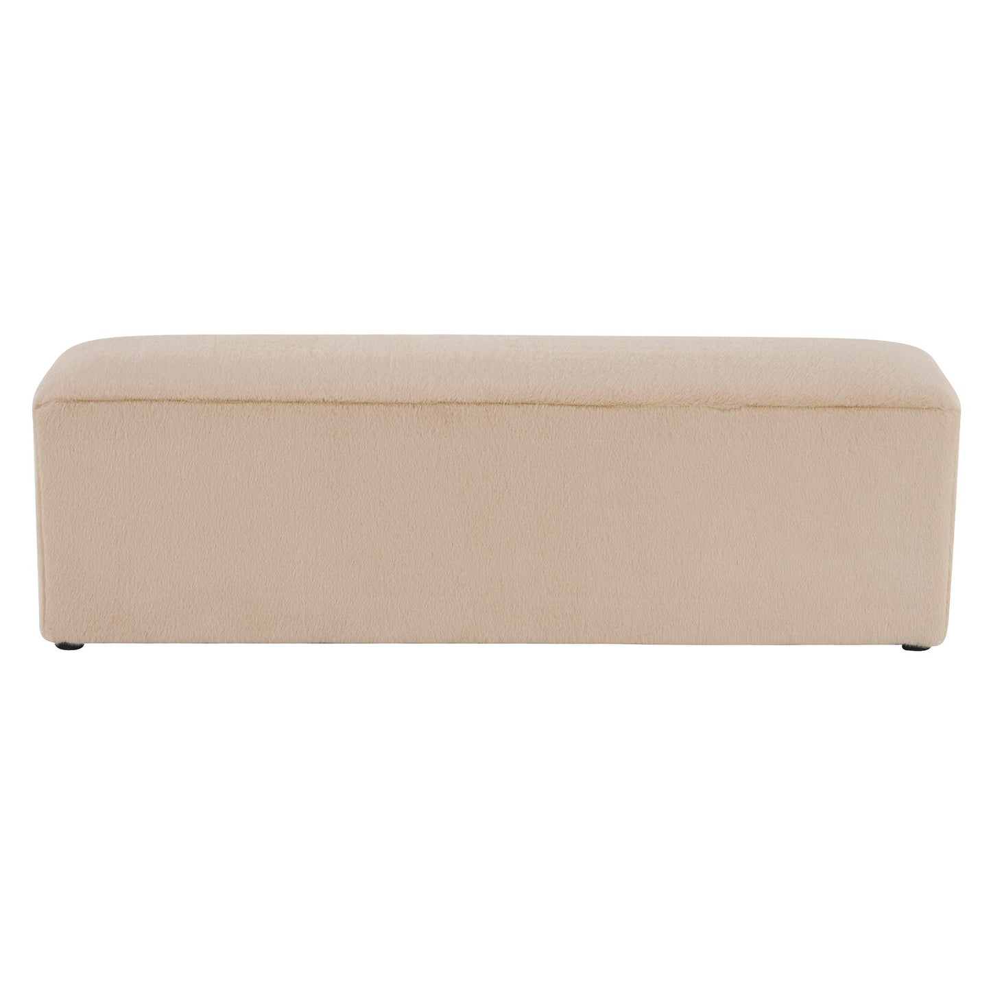 Long Plush Ottoman, Simple Footstool And Seat For Home Use - Almond