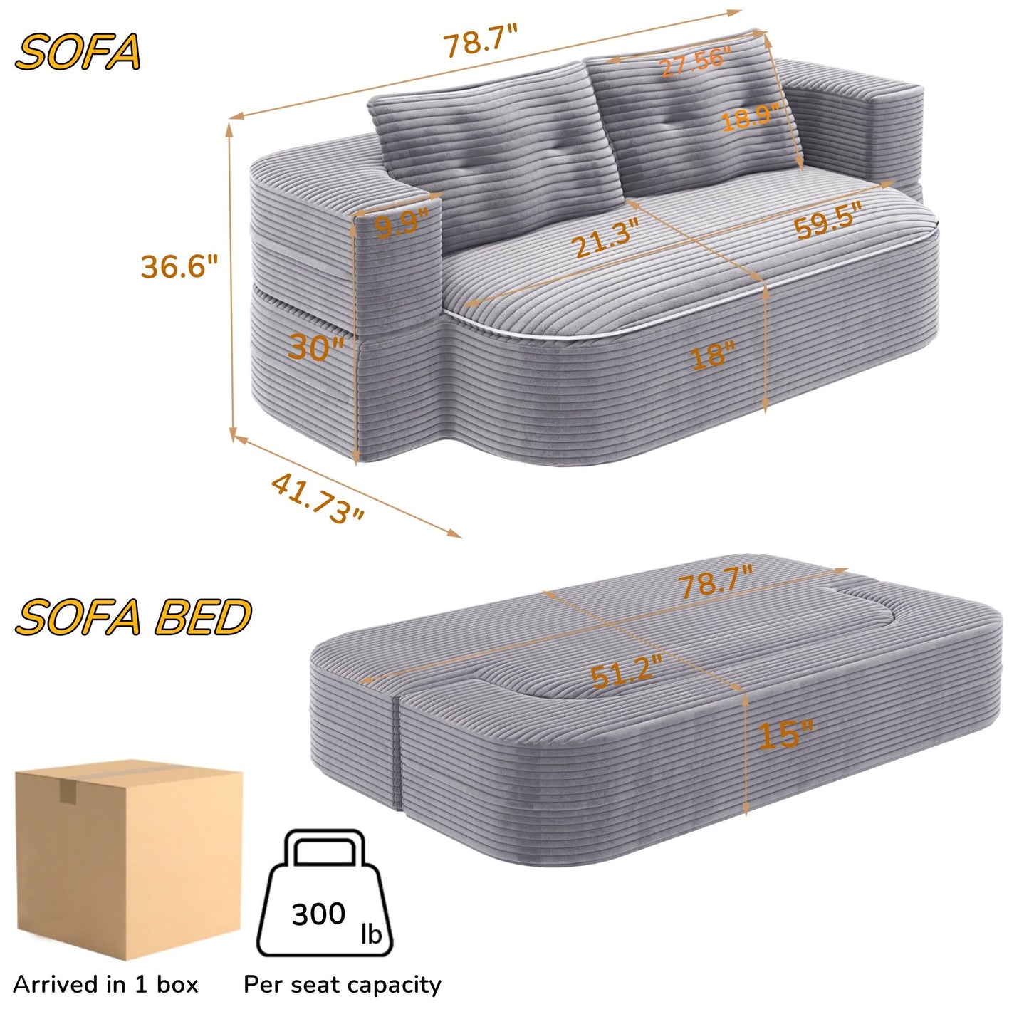 Convertible Floor Sofa Bed With Multi Functional Blanket