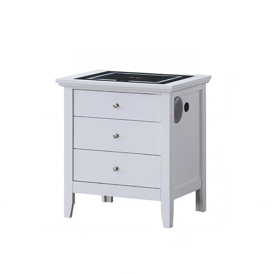 Hammond - Smart 3 Drawer Nightstand With USB Charging And Integrated Speakers - White
