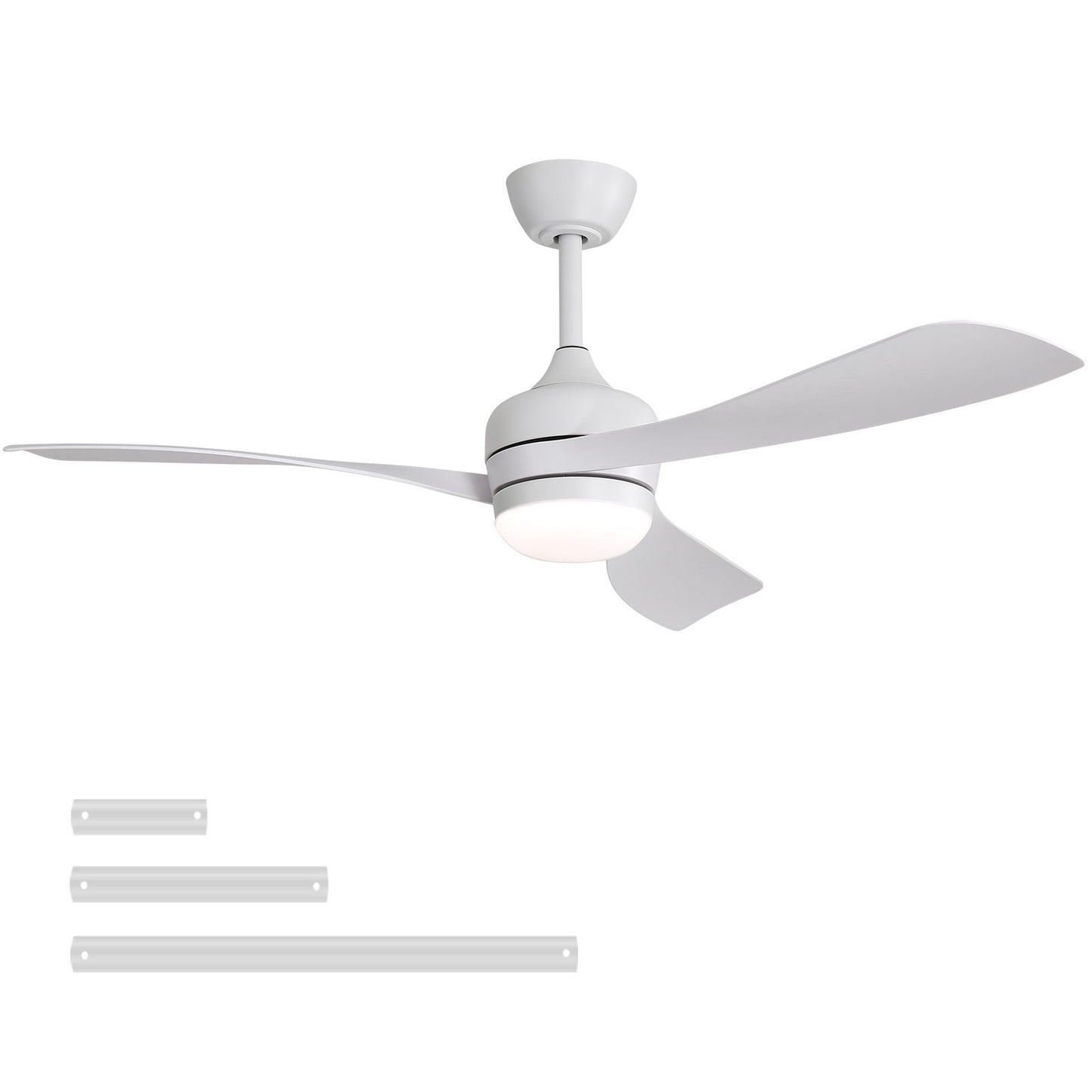 Ceiling Fan With 3 Blades, Remote Control, Reversible DC Motor, Noiseless Operation, 3 Downrods