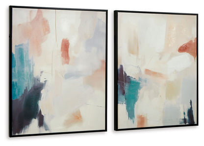 Caldish - Wall Art Set (Set of 2) - Blue / White / Pink