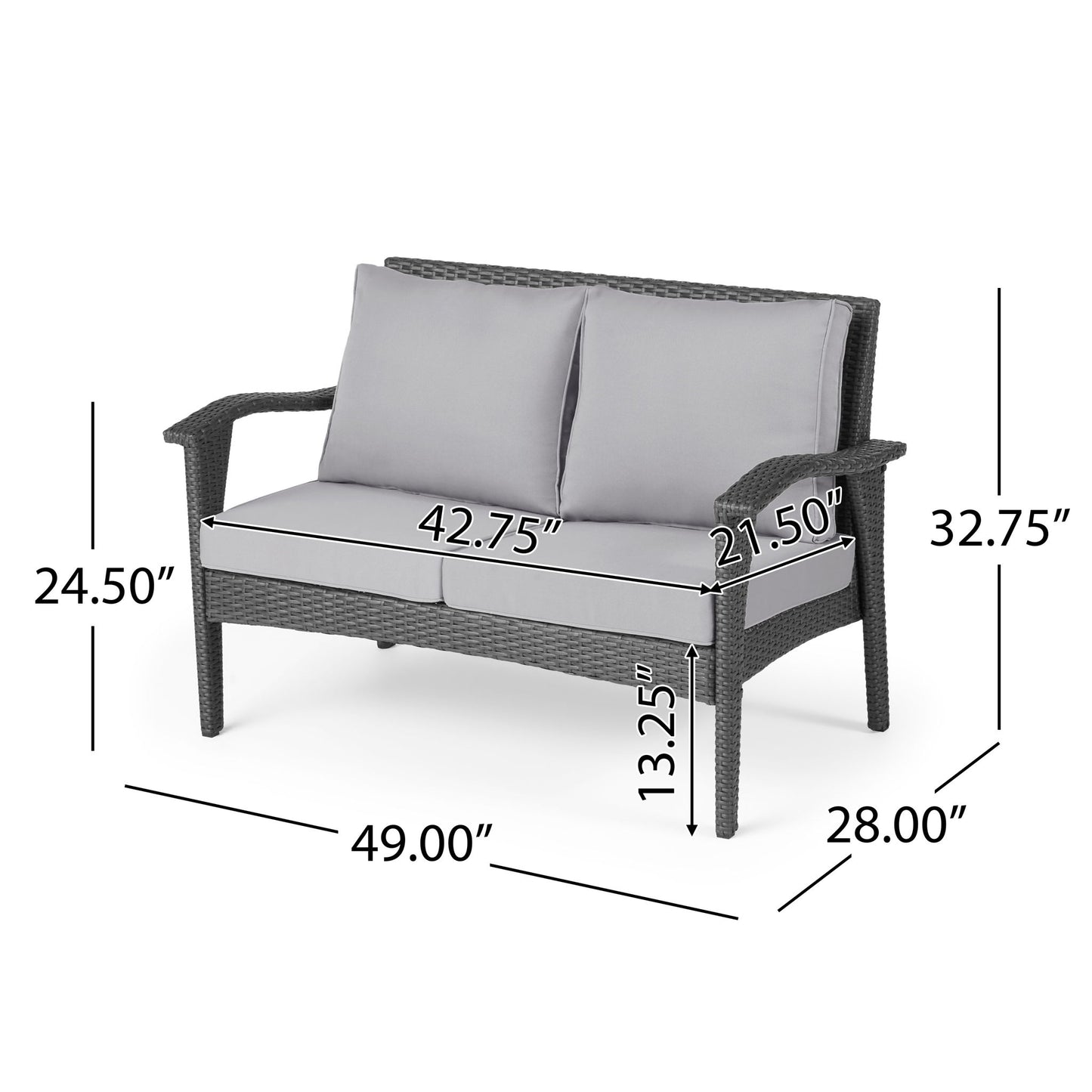 Honolulu - Loveseat - Gray / Silver