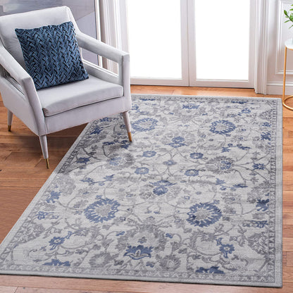 Marfi - 8' X 10' Oriental Area Rug - Blue / Silver
