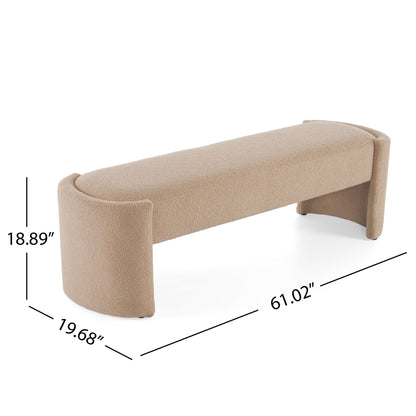 Simple Long Ottoman Bench - Light Camel