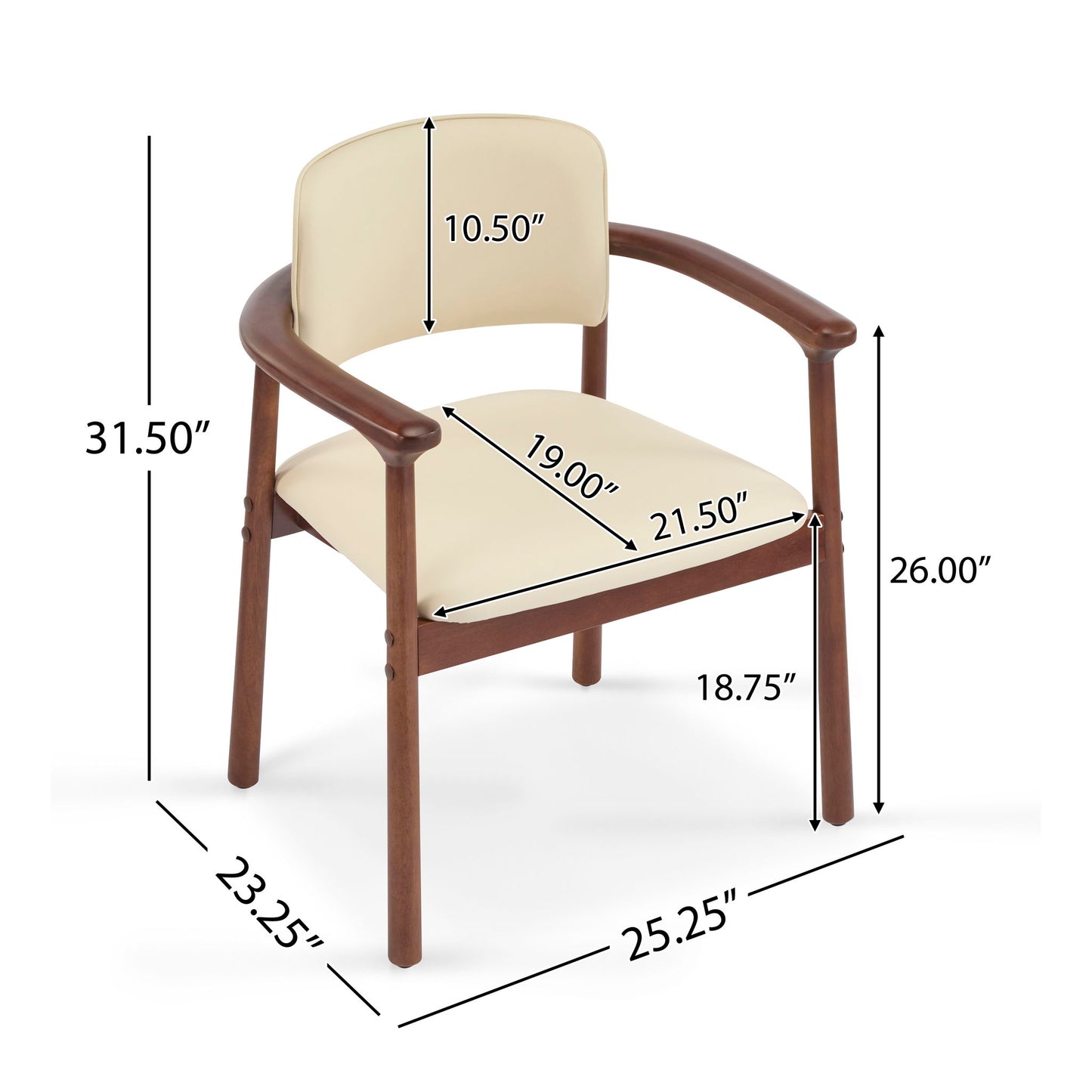 Dining Room Chairs, Ideal For Home & Kitchen (Set of 2) - Beige / Dark Walnut