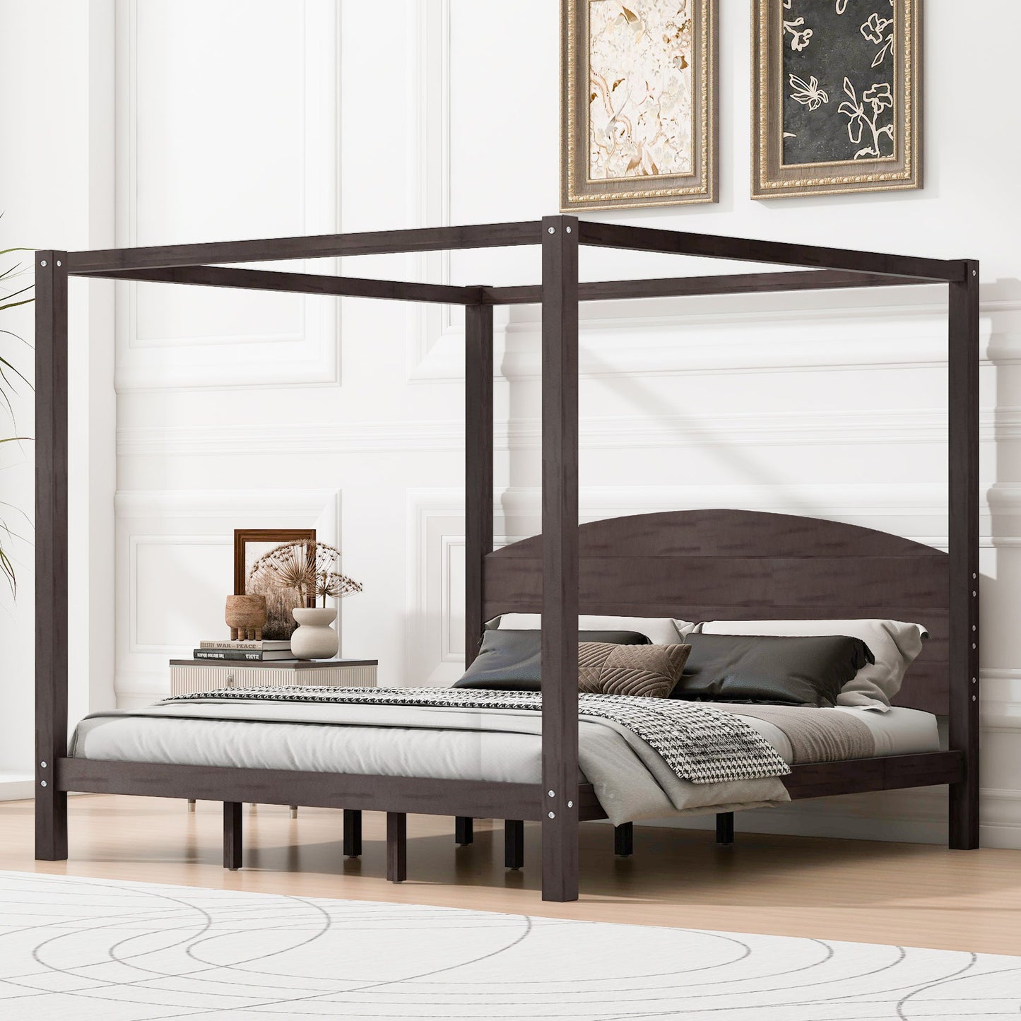 anopy Platform Bed With Headboard And Support Legs