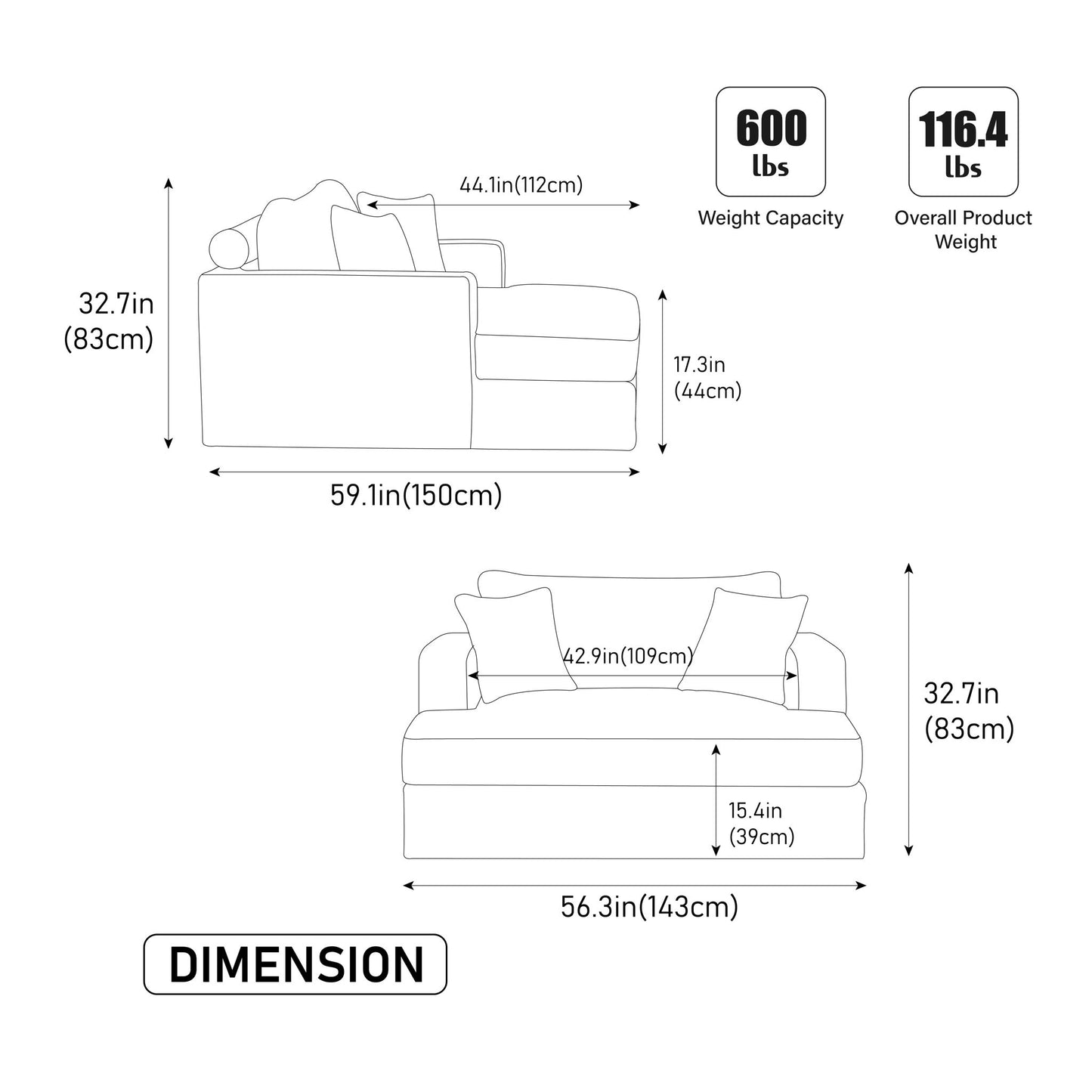 Modern Aesthetic Wide Sofa Bed