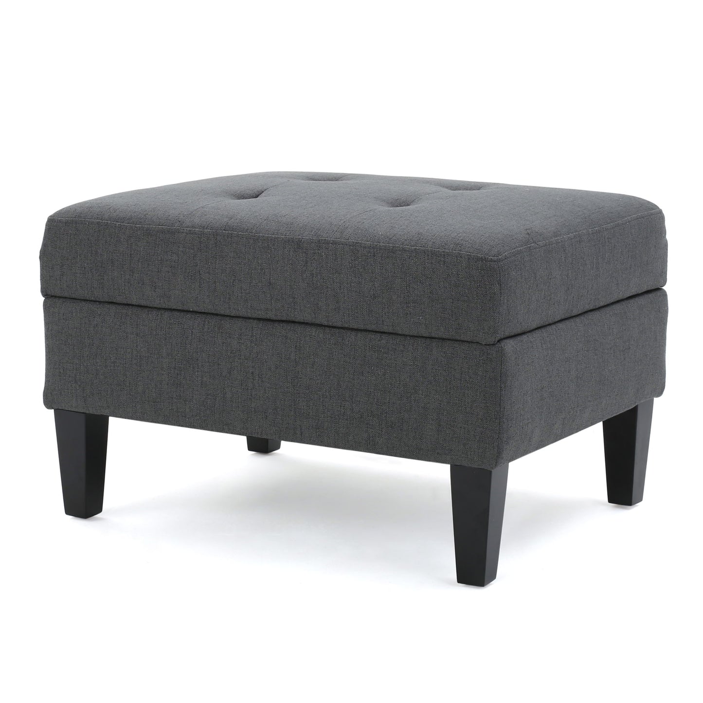 Storage Ottoman With Birch Wood Legs And Cushioned Top For Comfort
