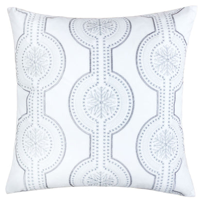 Holiday Throw Pillow With Snowflake Embroidery
