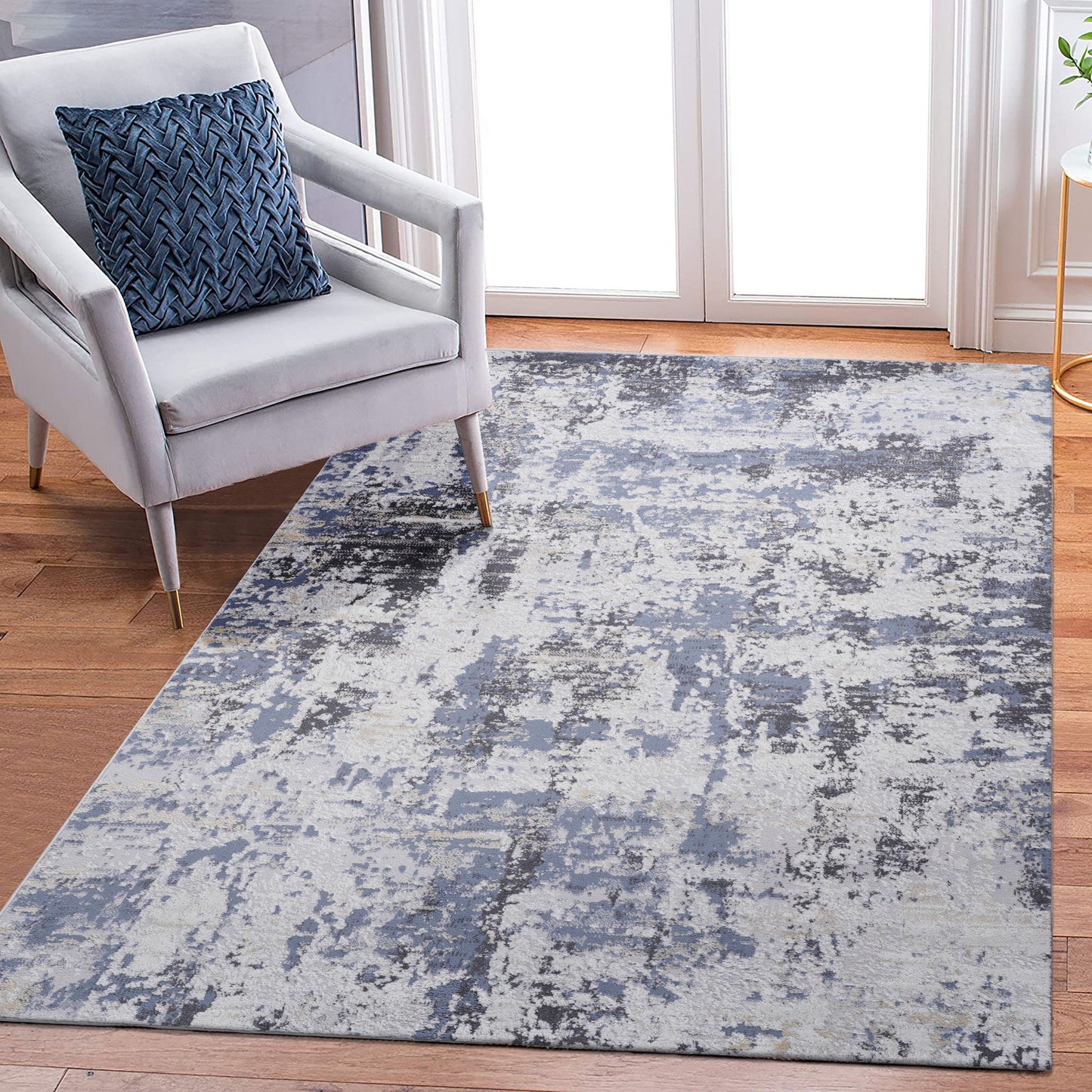 Payas - 8' X 10' Abstract Area Rug - Gray / Denim