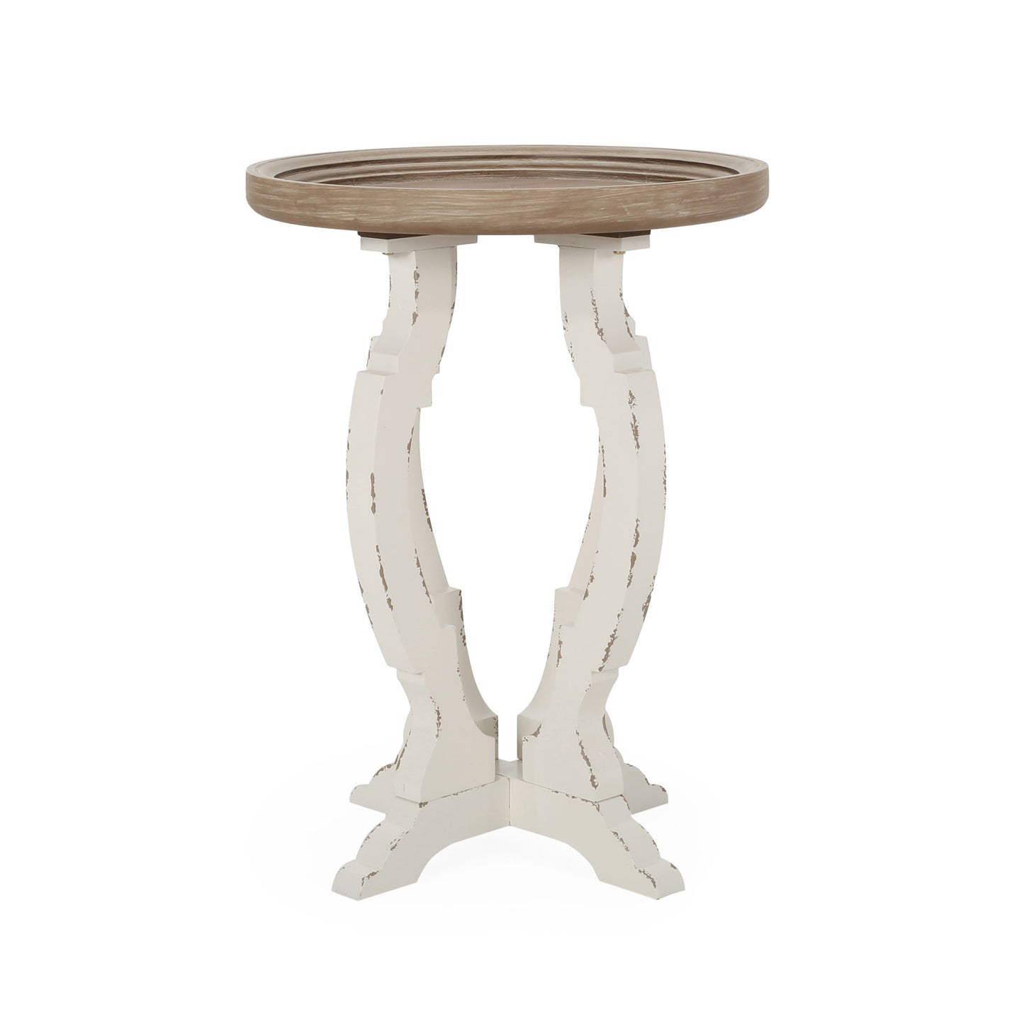French Country Style Accent Table With Hourglass Design