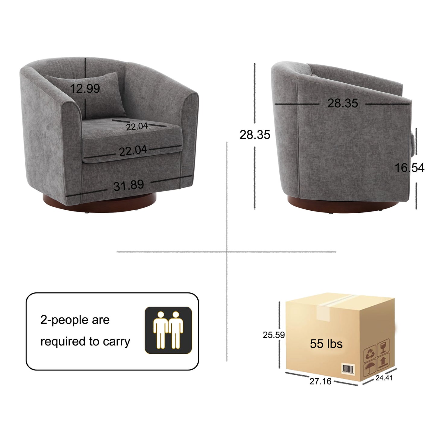Swivel Accent Chair For Living Room, Sofa Chairs With Base Side For Living Room