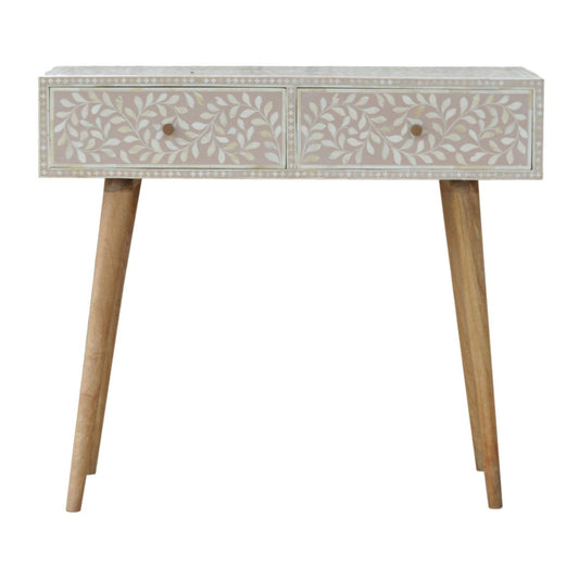 Floral Bone Console - Beige / White