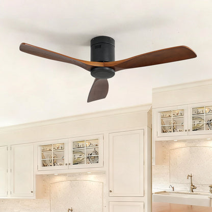 Ceiling Fan With 3 Solid Blades, Remote Controlled Reversible DC Motor - Black