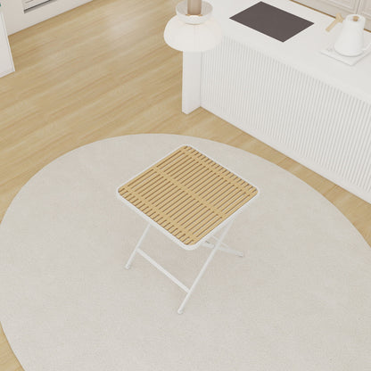 Modern Folding Square Table, Water Proof And Wear Resistant - Apricot / White