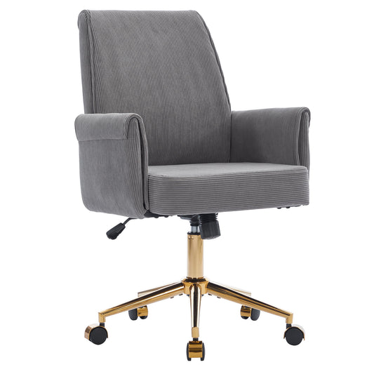 Ergonomic Mid-Back Office Chair With Striped Fabric - Gray