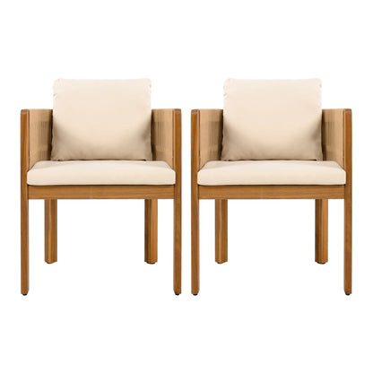 Outdoor Dining Chairs With Rope Handles (Set of 2)