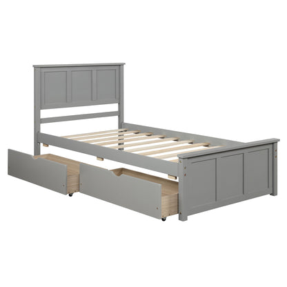 Platform Storage Bed With 2 Wheel Base Drawers