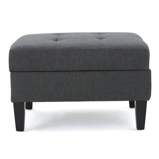 Storage Ottoman With Birch Wood Legs And Cushioned Top For Comfort