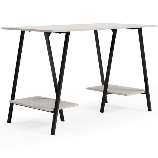 Bayflynn - Home Office Desk - 2 Fixed Shelves - White / Black