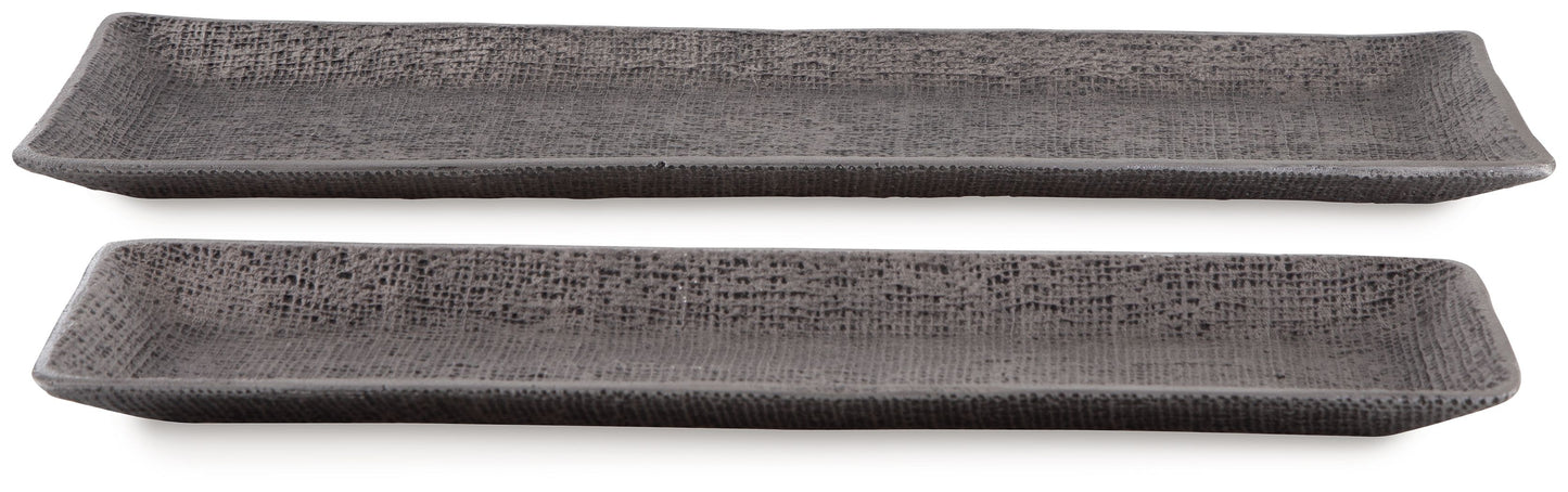 Garekton - Tray Set (Set of 2) - Pewter Finish