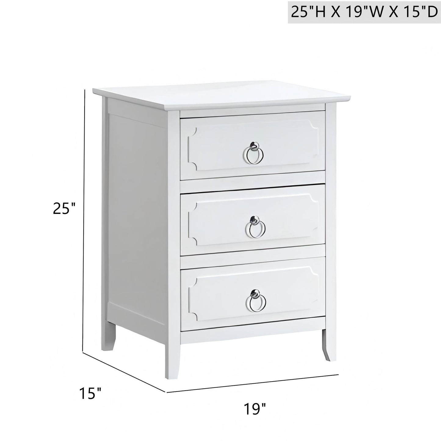 Daniel - 3 Drawer Nightstand - White