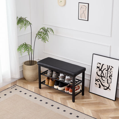 Shoe Bench With Cushion, Storage Seat For Entryway