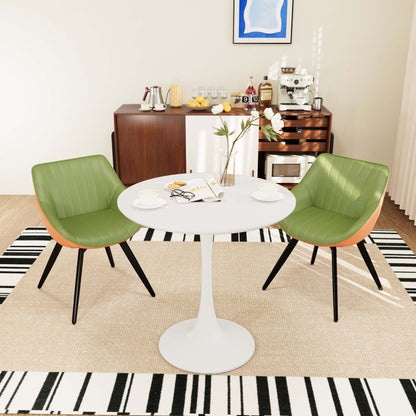 Round Dining Table Set With Tulip Design And 2 Chairs