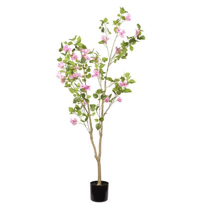 Artificial Bougainvillea Tree, Realistic Faux Plant In Pot, Indoor Decor For Home - Baby Pink / Green Leaf