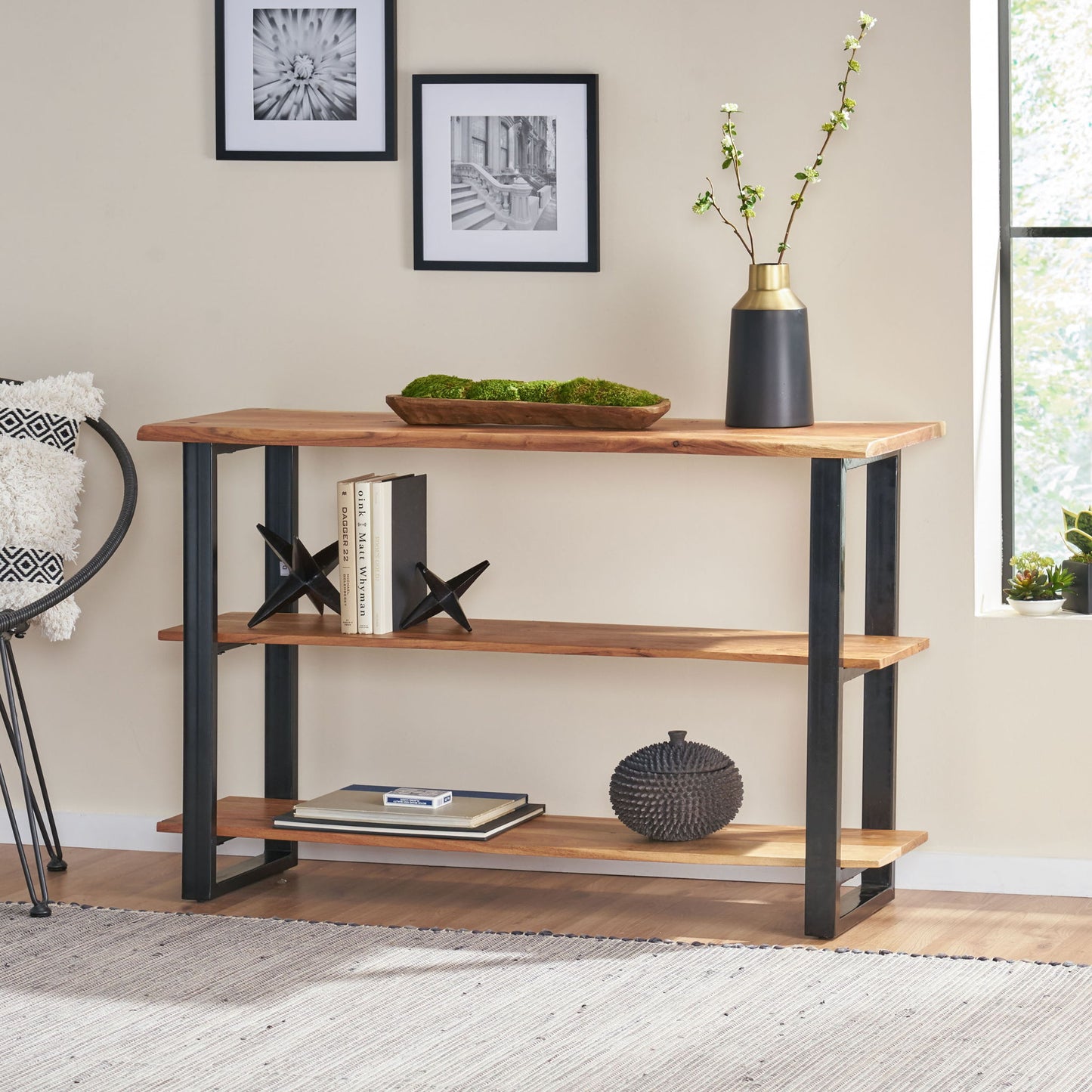 Industrial Media Console Table - Natural