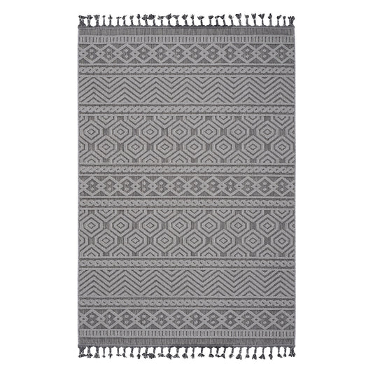 Guros - 6' X 9' Geometric Indoor / Outdoor Area Rug - Gray / White