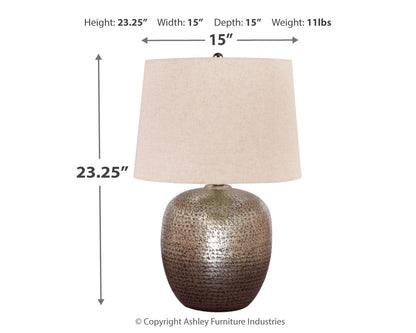 Magalie - Metal Table Lamp  - Antique Silver Finish