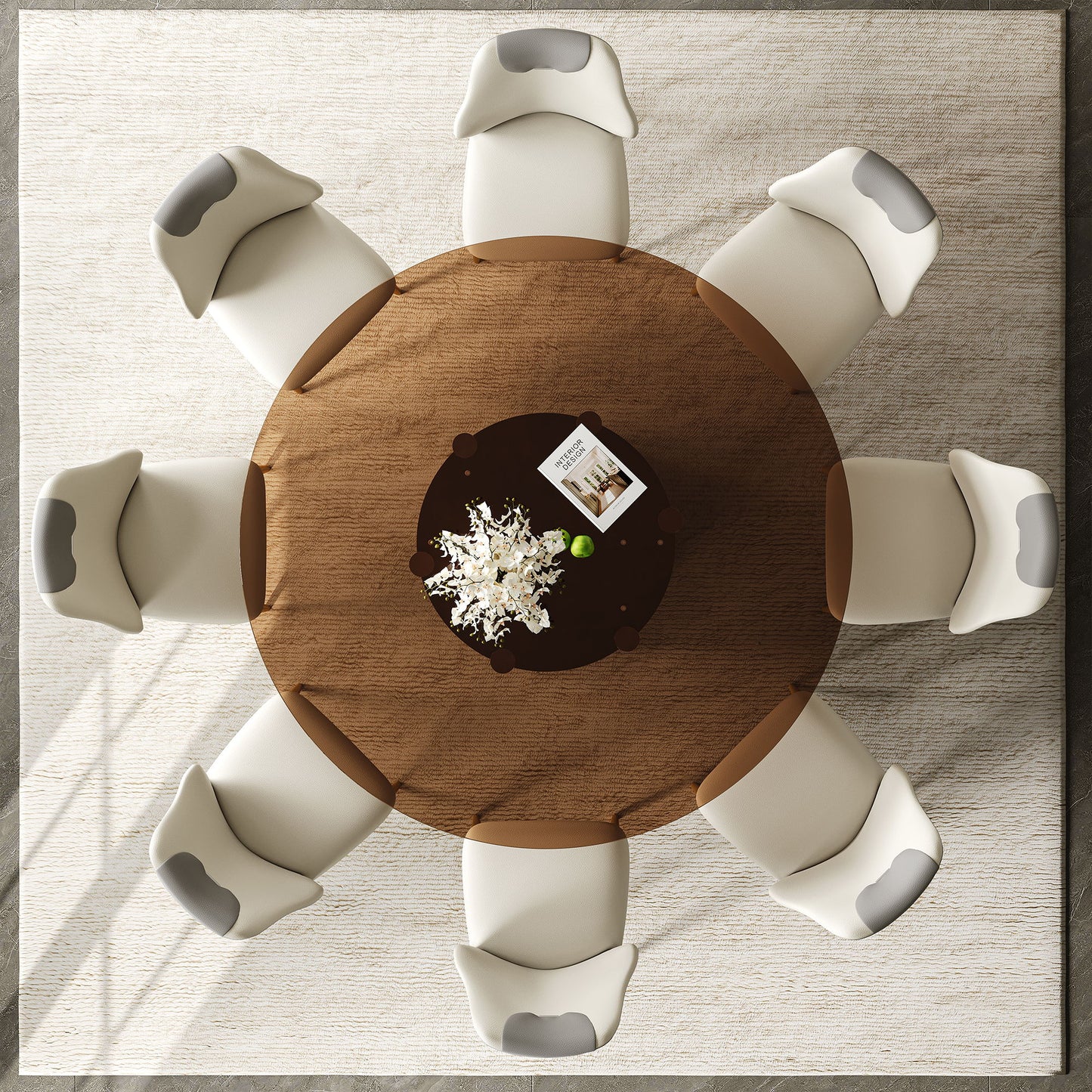 Modern Round Dining Table Set With Glass Top And Steel Legs