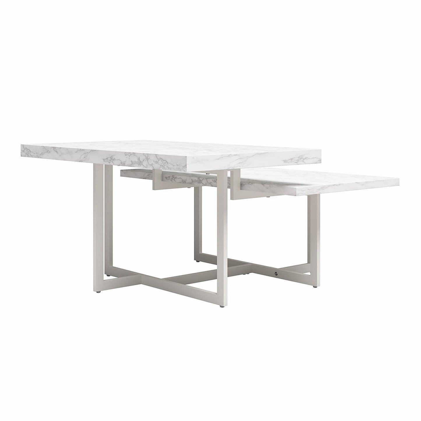 Brielle - Coffee Table, 2 Tiered Design - White Marble