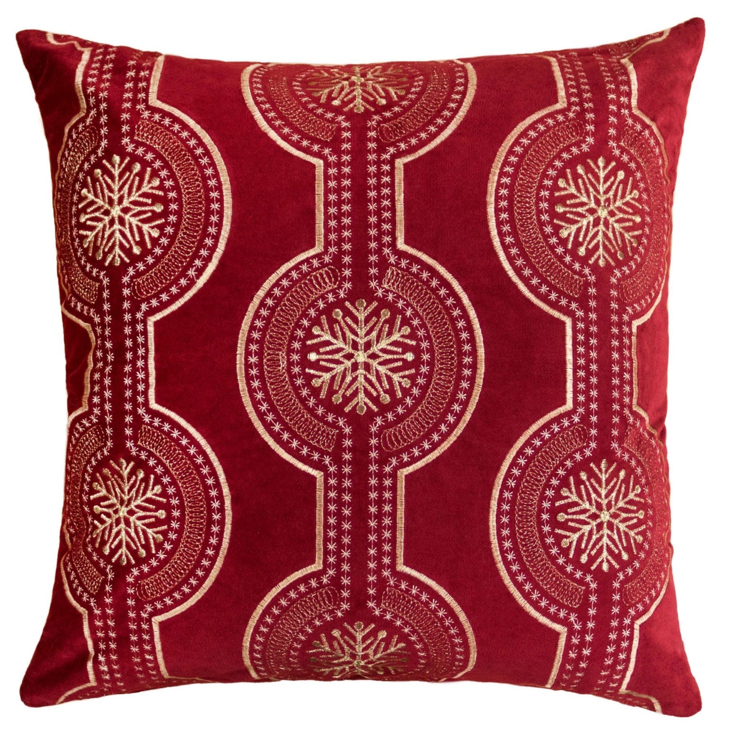 Holiday Throw Pillow With Snowflake Embroidery