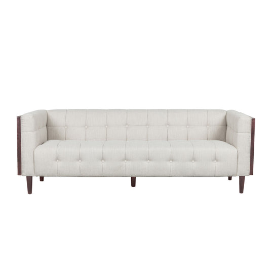 Contemporary Mid-Century Charm 3 Seater Sofa With Button Tufted Waffle Stitching