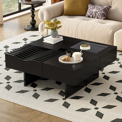 Unique Square Coffee Table With 3 Drawers