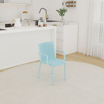 4 Piece Stackable Single Chairs With Vertical Stripe Design For All Weather