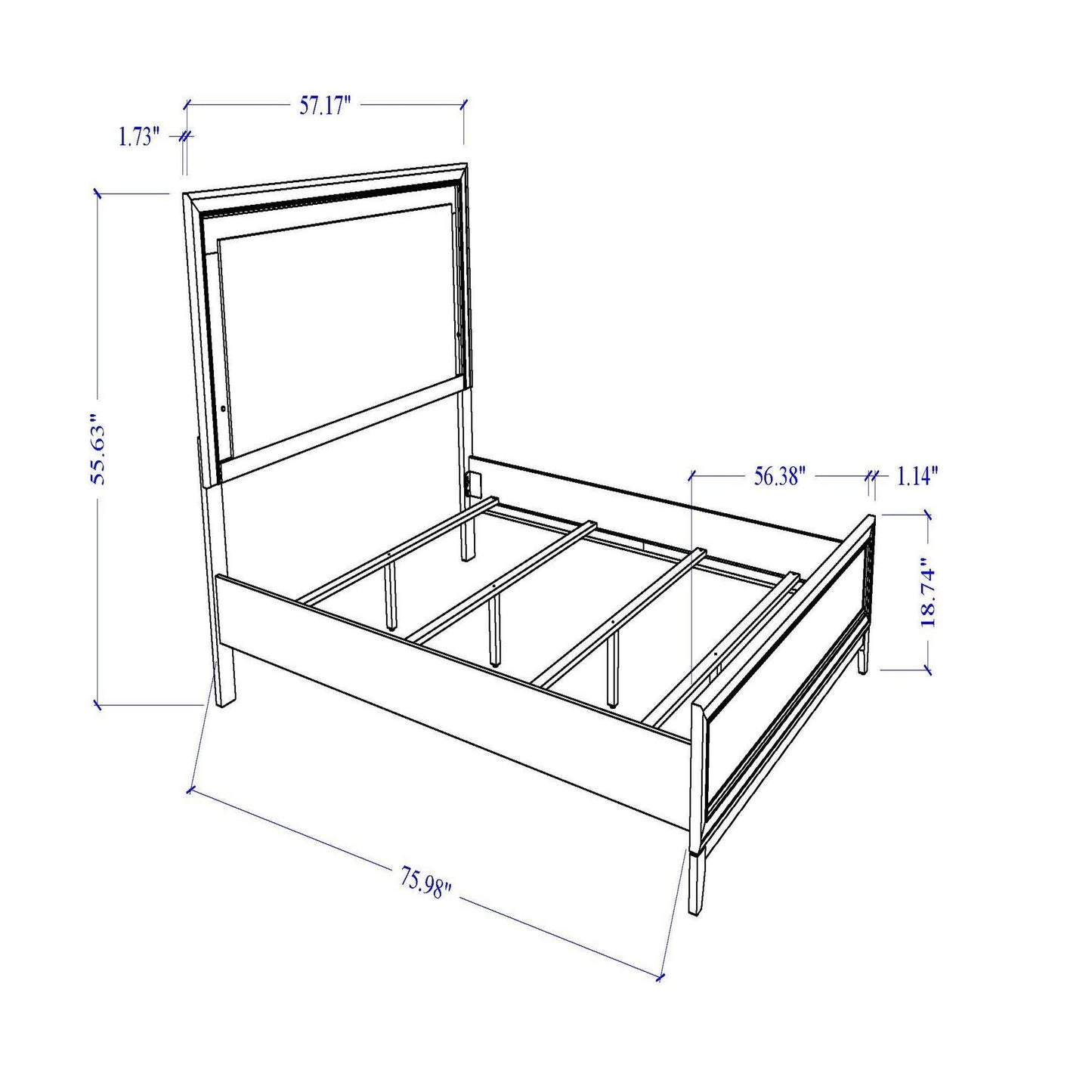 Almera - 5 Piece Bedroom Set With LED Lighting And Glitter Details