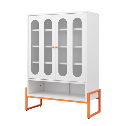 Modern Metal Shoe Cabinet With DoublebSided Mesh Doors And Adjustable Partitions