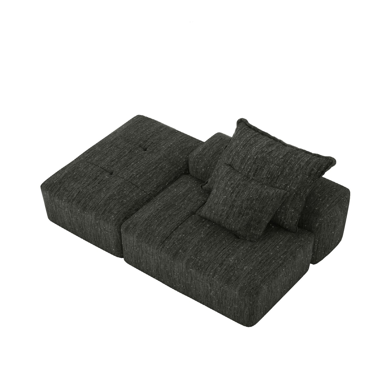 Modern Oversized Modular Sectional Sofa, Sparkling Chenille Fabric Soft Cushions With 2 Pillows