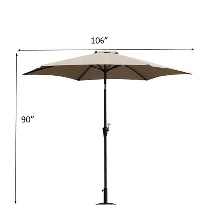 8.8' Outdoor Aluminum Patio Umbrella With 42 Pound Round Resin Umbrella Base